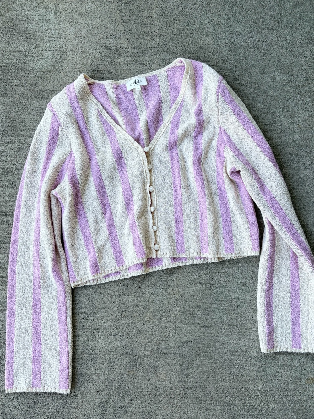 Able Los angles striped Terry cardigan sweater knit top